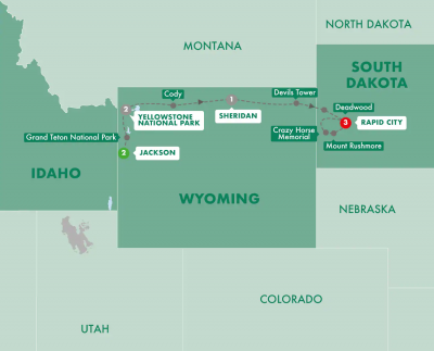 Map showing the Tour regions